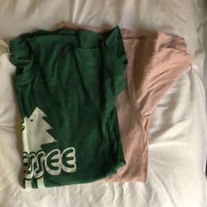 Pink and green shirts